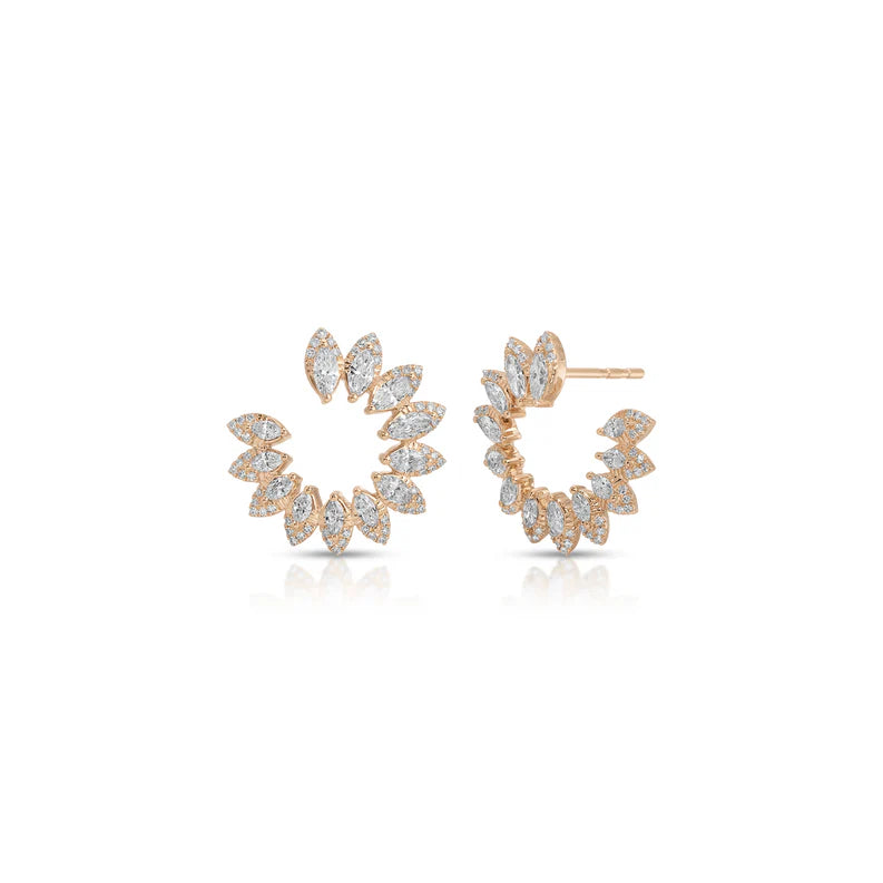 EF Collection Diamond Pretty Lady Wrap Earrings in rose gold on white background.