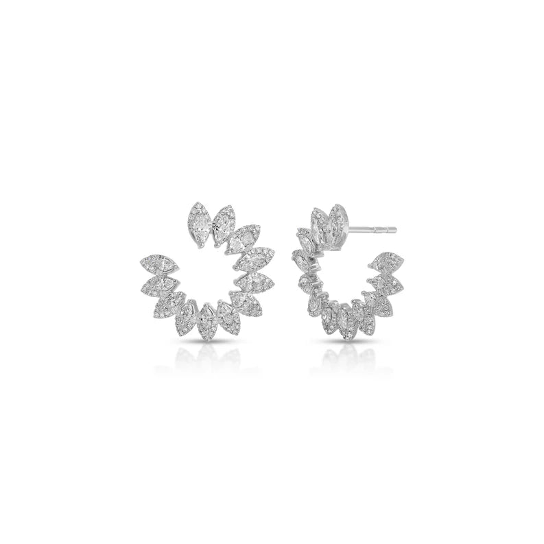EF Collection Diamond Pretty Lady Wrap Earrings in white gold on white background.