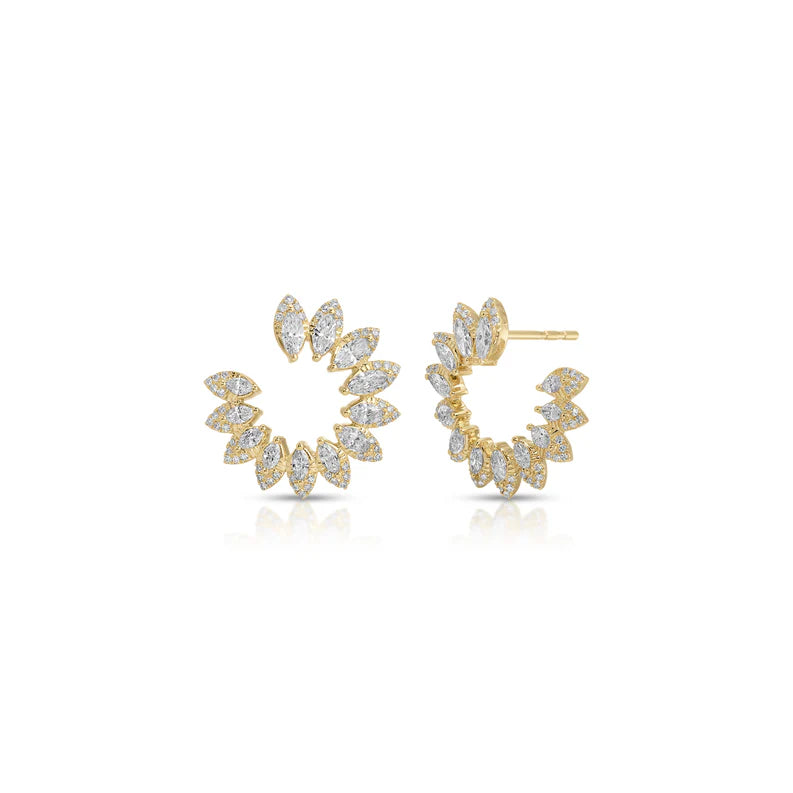 EF Collection Diamond Pretty Lady Wrap Earrings in yellow gold on white background.