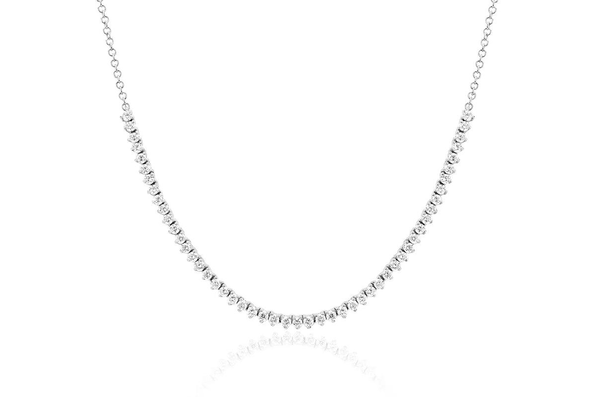 EF Collection Diamond Segment Necklace in white gold on white background.