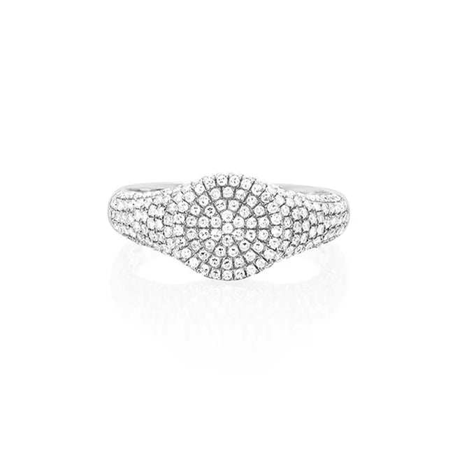 EF-Collection Diamond Signet Ring in white gold on white background