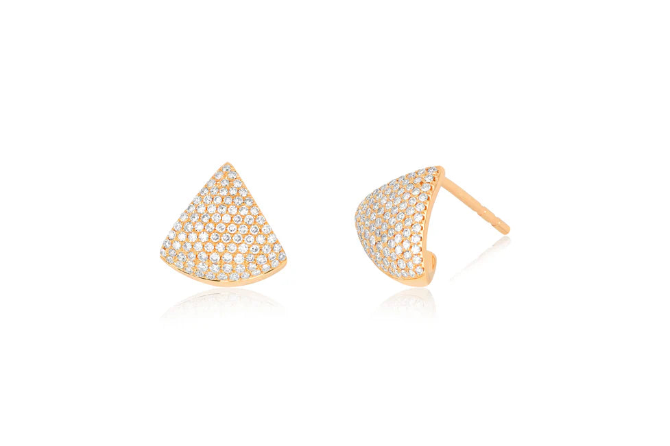 EF Collection Diamond Solid Chevron Stud Earrings in rose gold on white background.