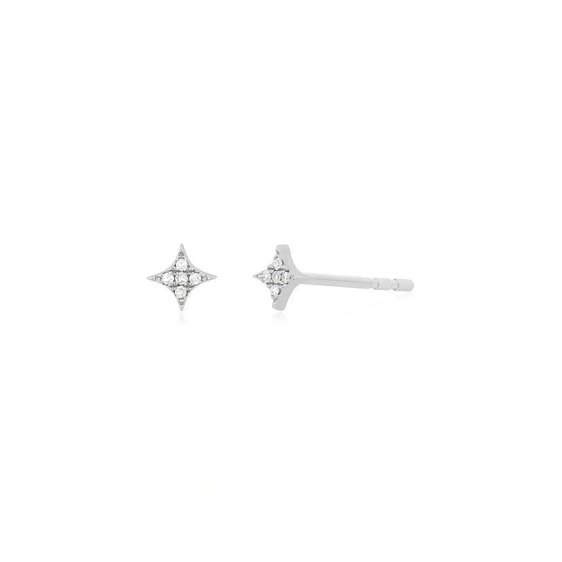EF Collection Diamond Sparkle Stud Earring in white gold on white background.