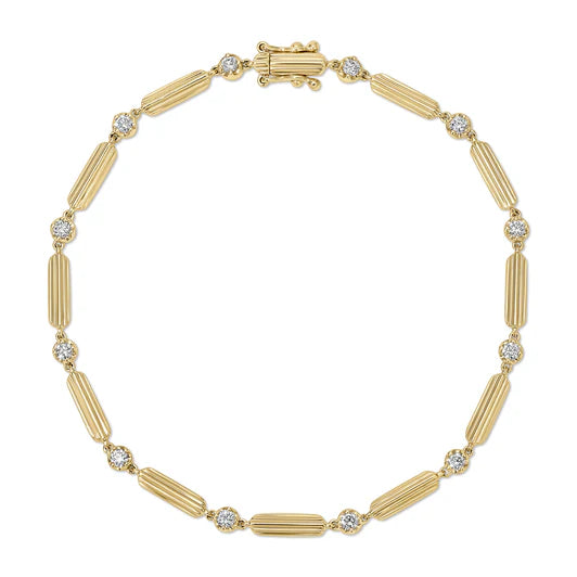 EF-Collection Diamond Zoe Eternity Bracelet in yellow gold on a white background