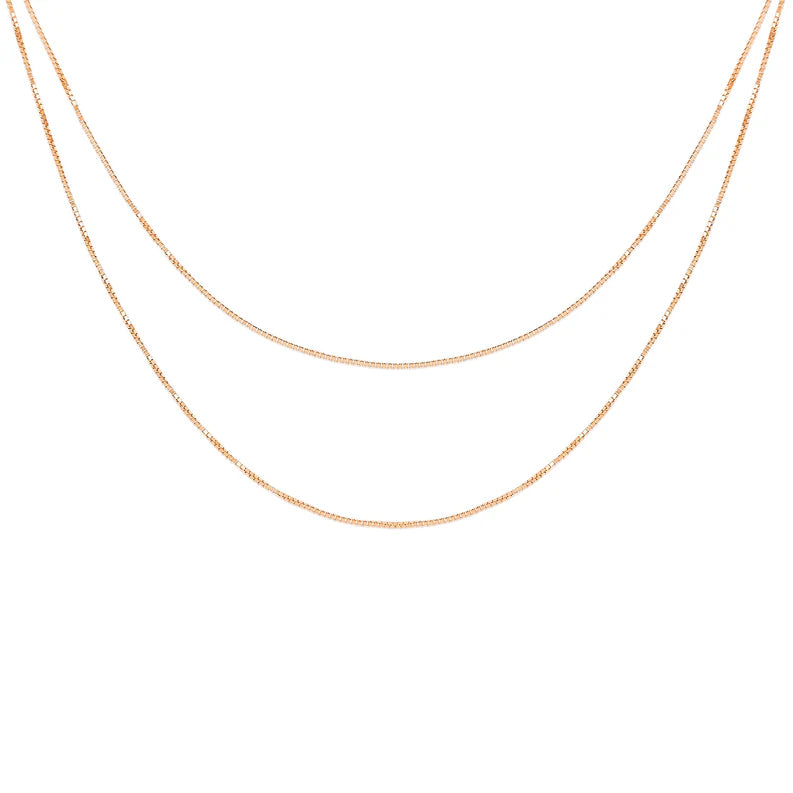EF-Collection Double Strand Liquid Gold Necklace in rose gold on white background