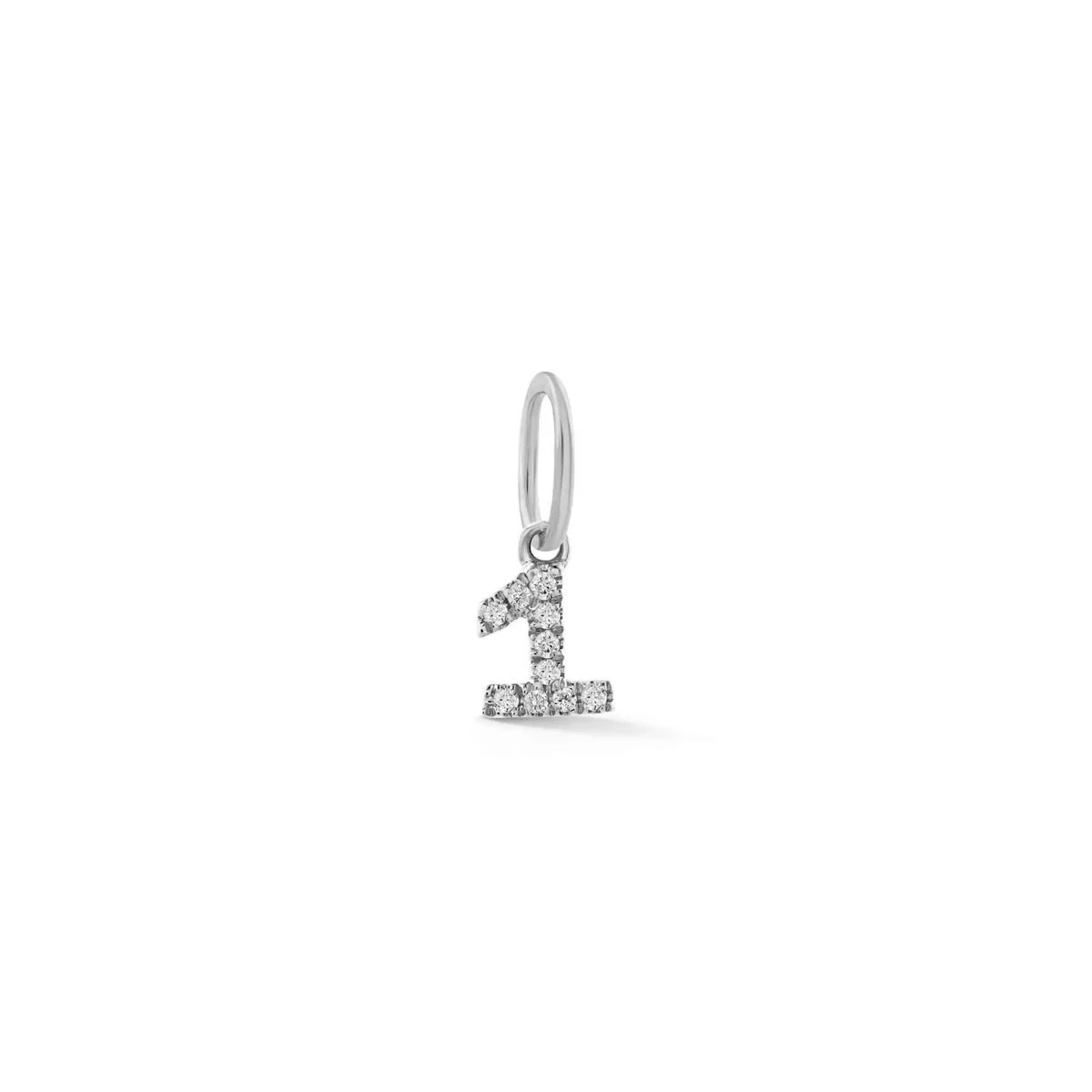DRD Diamond Number Charm in white gold displayed on white background