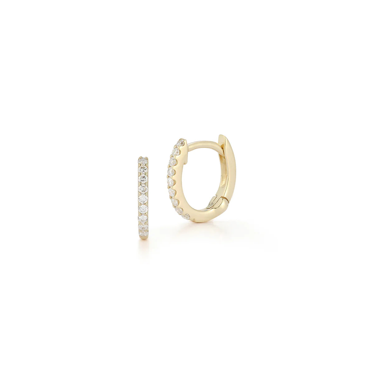 product shot of Dana Rebecca Designs Yellow Gold Diamond Huggies on white background