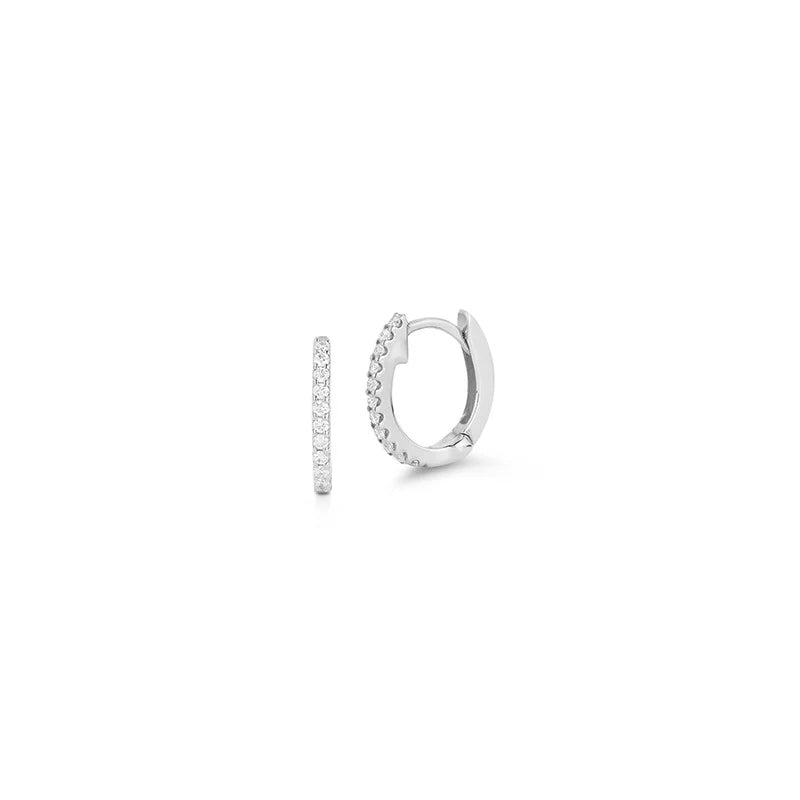 Dana Rebecca Designs DRD Medium Huggies in white gold on white background