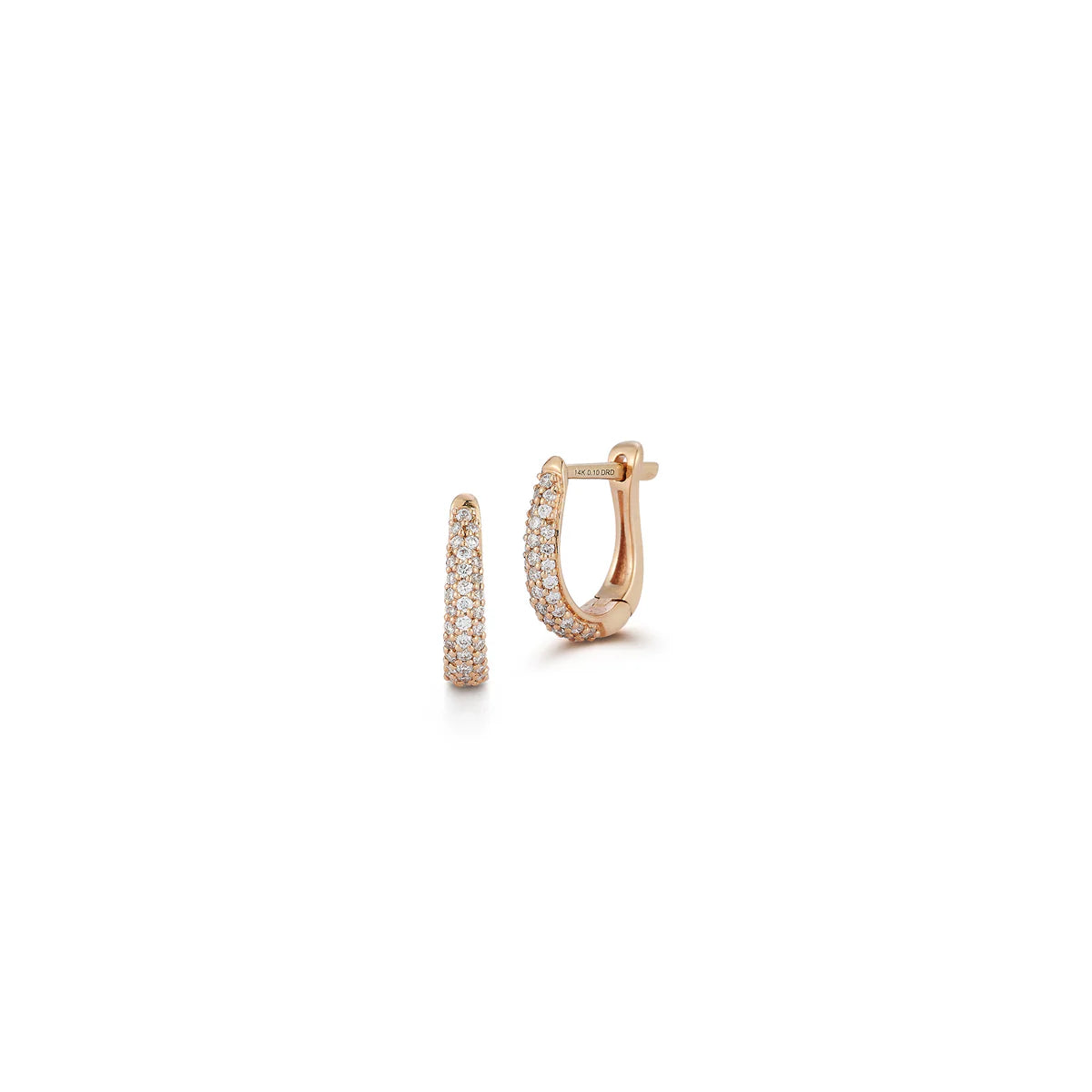 Rose Gold Diamond Huggie Earrings: DRD Tapered Huggies In Rose Gold