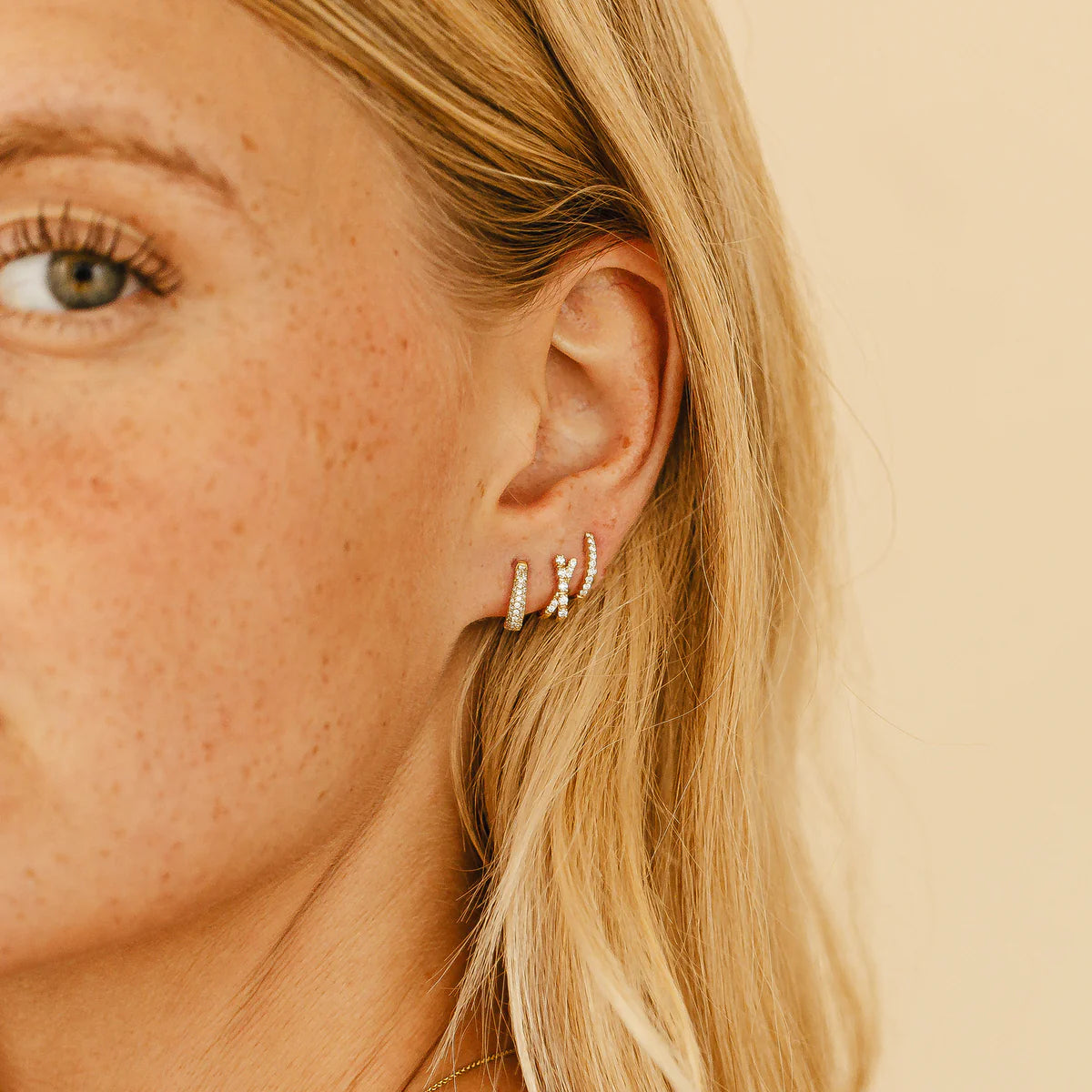 Yellow Gold Diamond Huggie Earrings: DRD Tapered Huggies In Yellow Gold