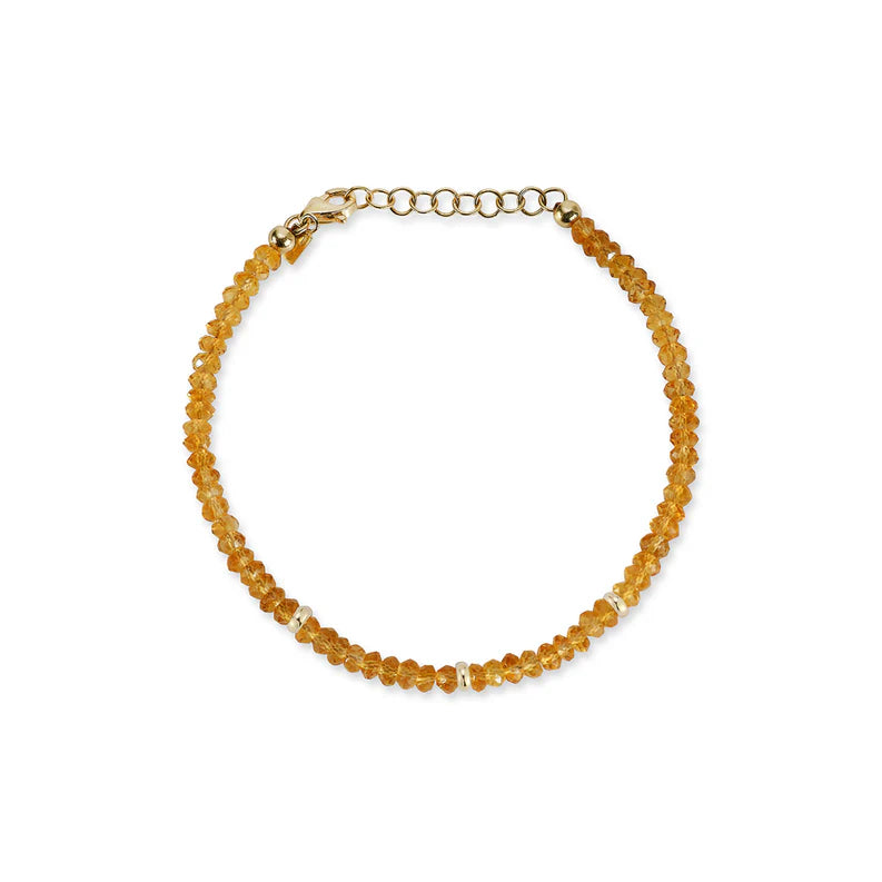 EF-Collection Birthstone Bead Bracelet In Citrine in yellow gold on white background