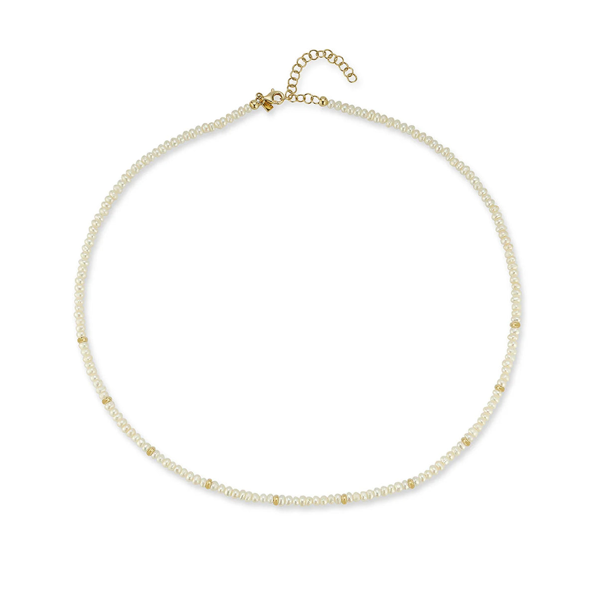Product shot of EF-Collection Birthstone Bead Necklace In Pearl on white background