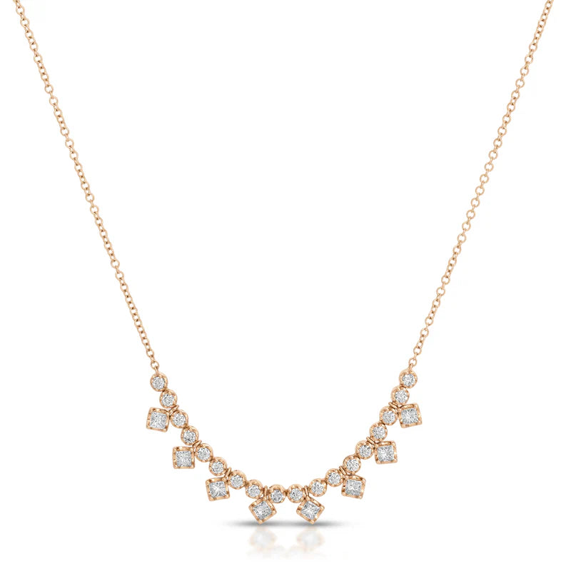 EF-Collection Diamond Kate Necklace in rose gold on white background