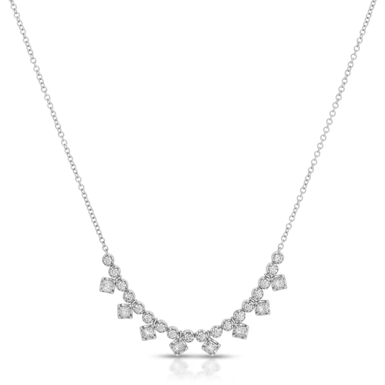 EF-Collection Diamond Kate Necklace in white gold on white background