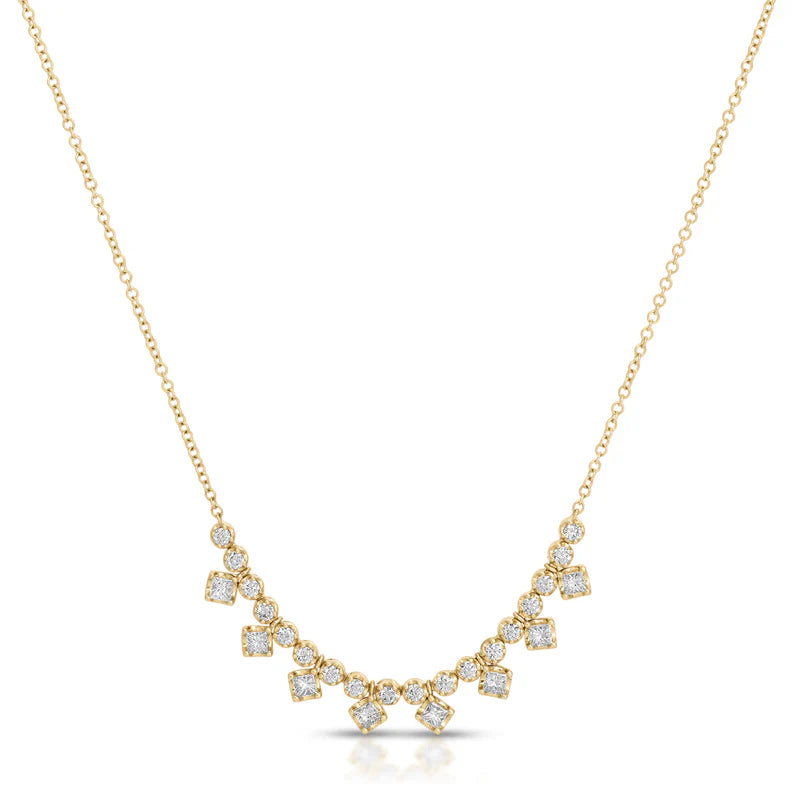 EF-Collection Diamond Kate Necklace in yellow gold on white background