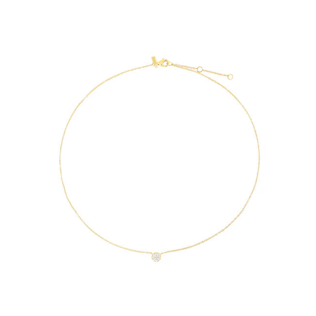 Full photo of EF Collection Full Cut Diamond Disc Choker Necklace in yellow gold on white background.
