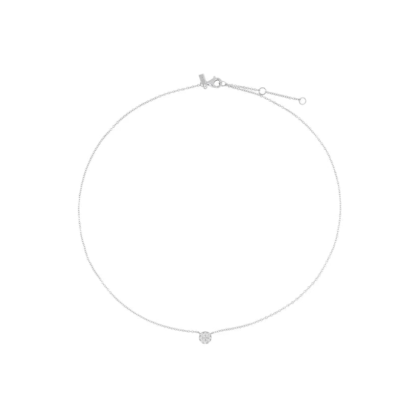 Full photo of EF Collection Full Cut Diamond Disc Choker Necklace in white gold on white background.