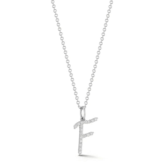 EF-Collection Gold Every Length Initial Chain Necklace in white gold on white background