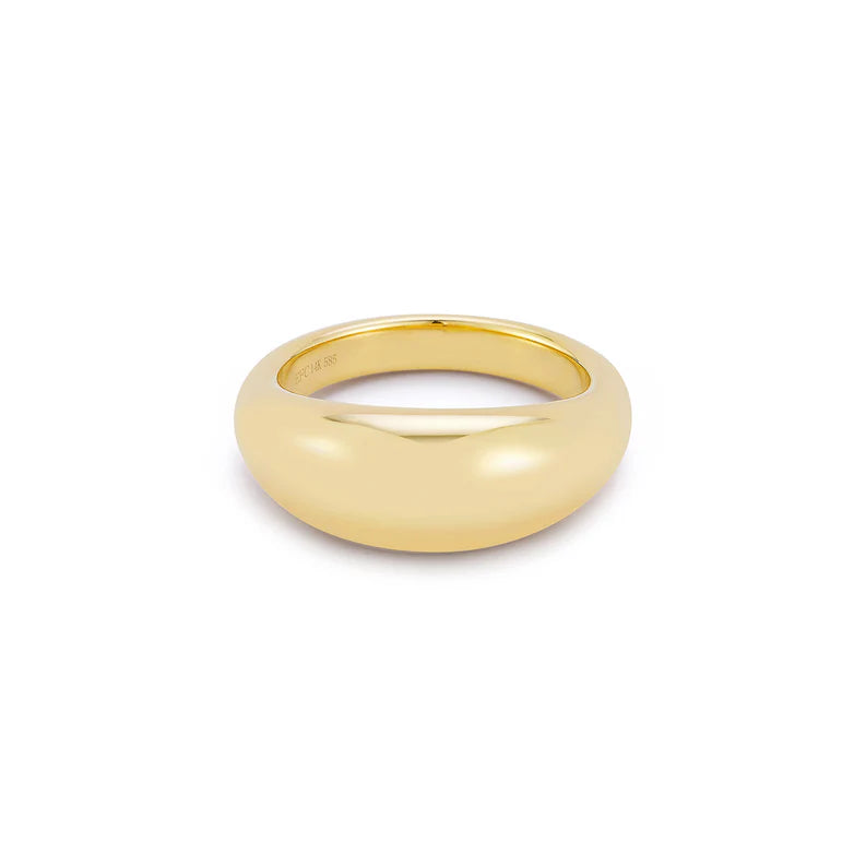 EF Collection Gold Jumbo Dome Ring in yellow gold on white background.