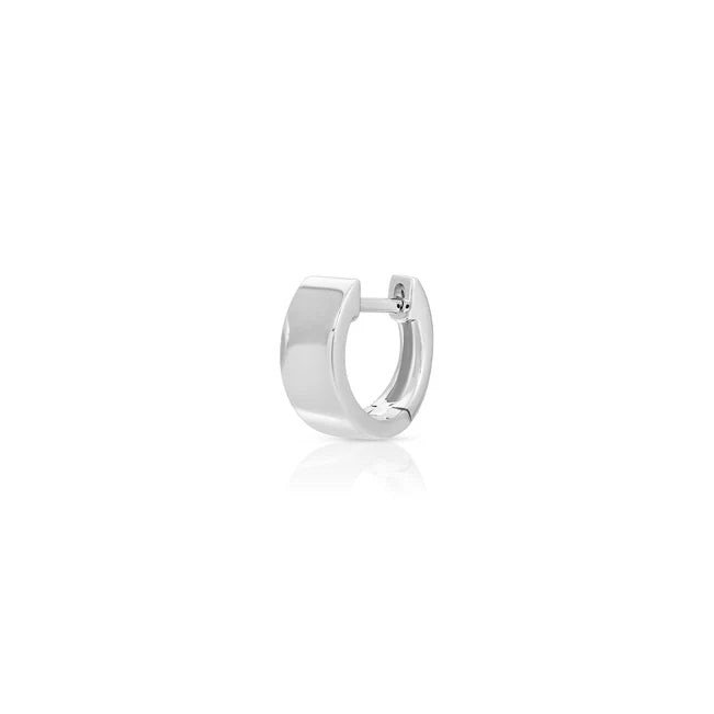 Ef collecion Single Gold Jumbo Huggie Earrings in white gold displayed on a white background.