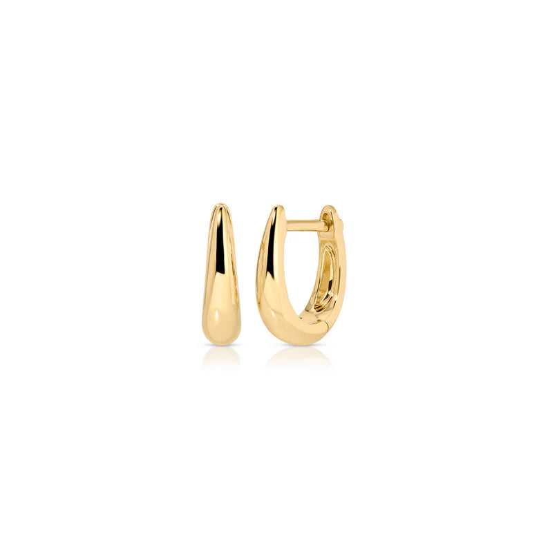 EF Collection Gold Mini Maeve Huggie Earrings in yellow gold displayed on white background