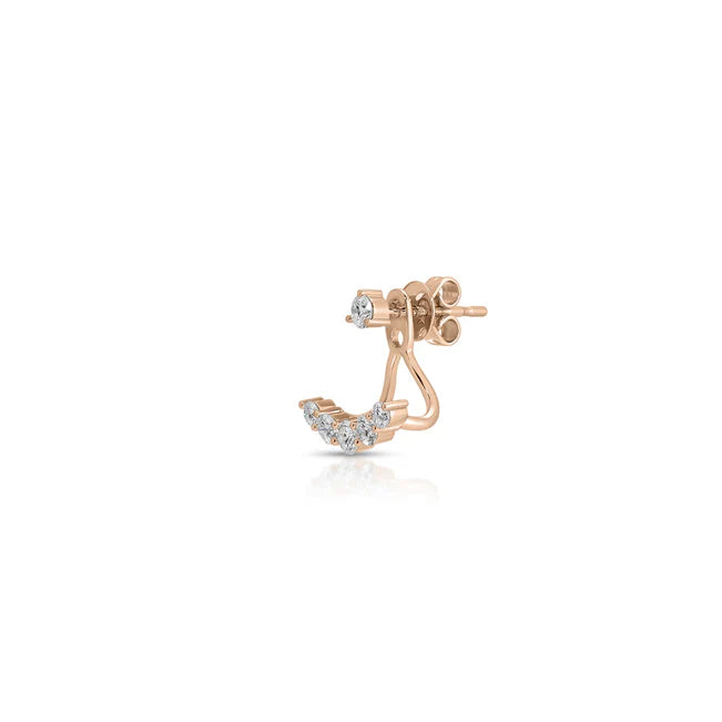 Single EF Collection Graduated Diamond Ear Jackets in rose gold on white background.