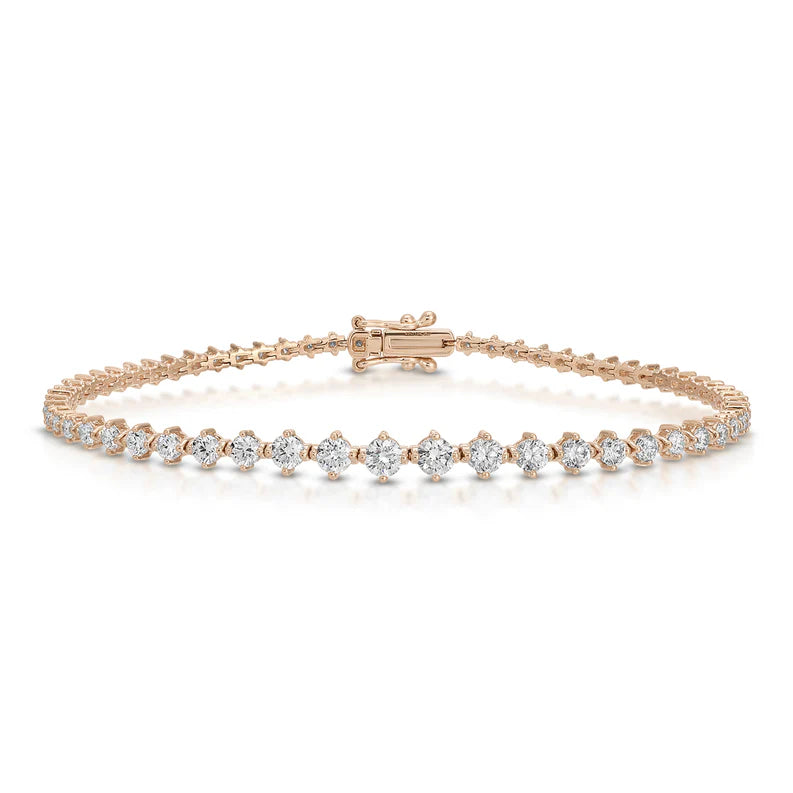 EF Collection Graduated Diamond Eternity Bracelet in rose gold on white background.