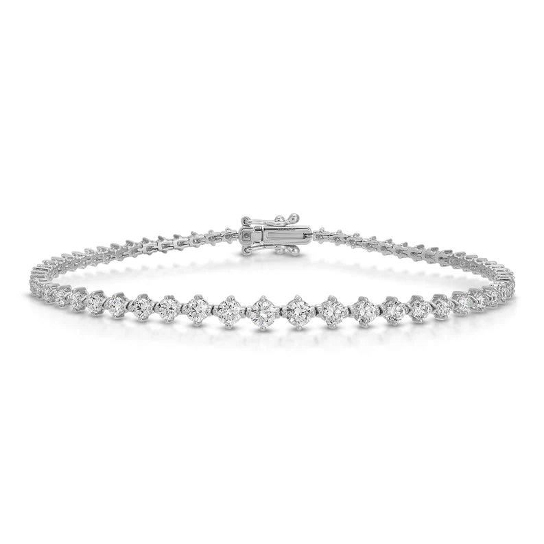 EF Collection Graduated Diamond Eternity Bracelet in white gold on white background.