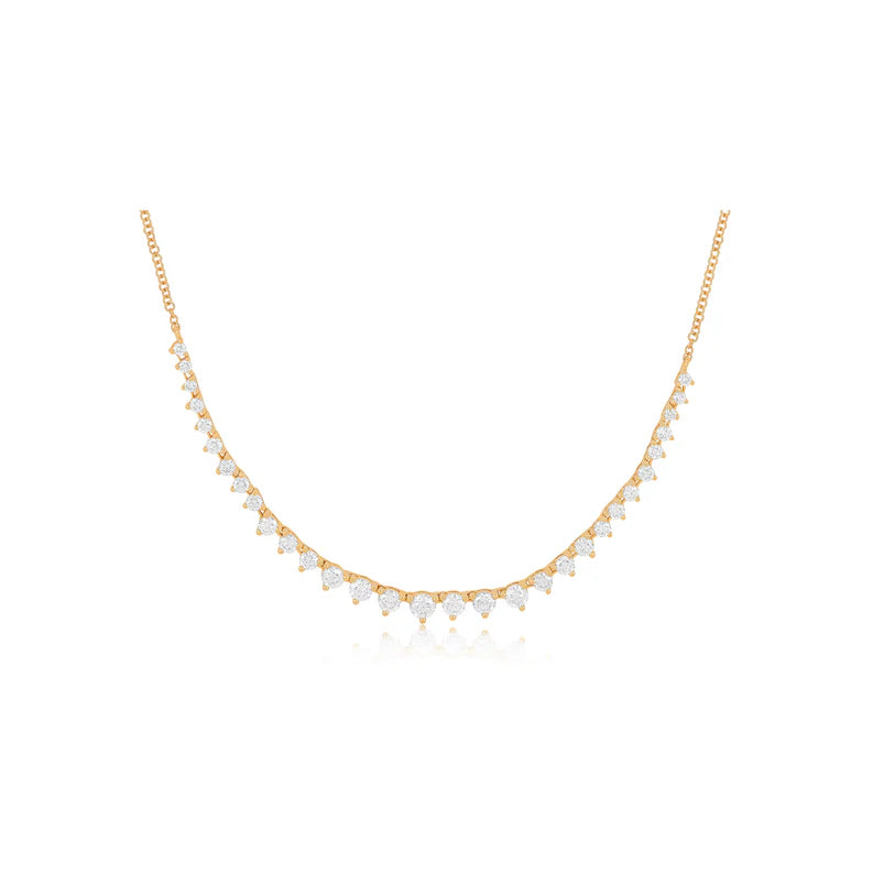 Product shot of EF-Collection Graduated Diamond Necklace in rose gold on white background