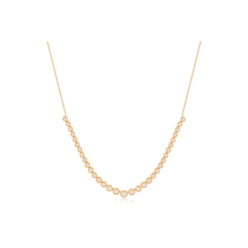 EF Collection Graduated Diamond Pillow Necklace in rose gold on white background.