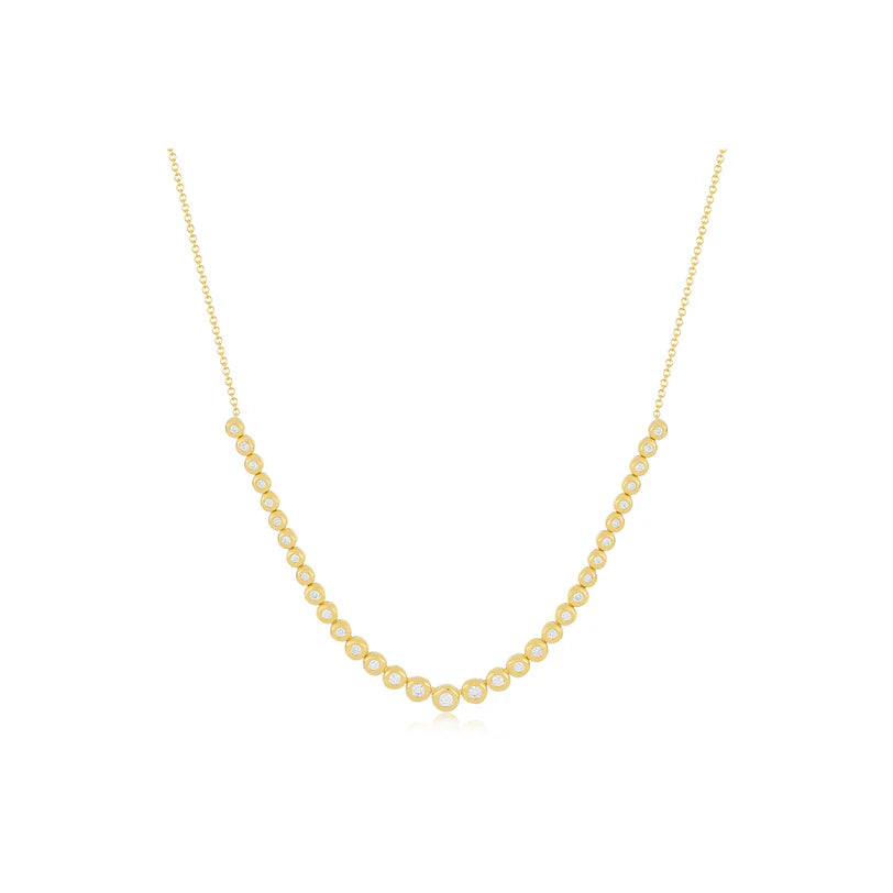 EF Collection Graduated Diamond Pillow Necklace in yellow gold on white background.