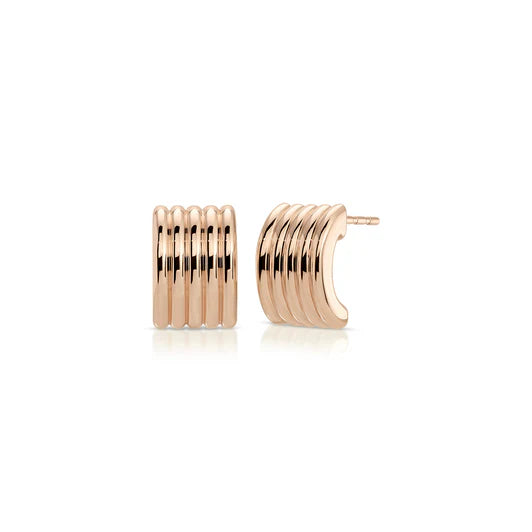 EF-Collection Jumbo Fluted Stud Earrings in rose gold on white background