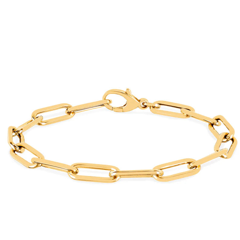 EF Collection Jumbo Lola Chain Bracelet in yellow gold on white background.