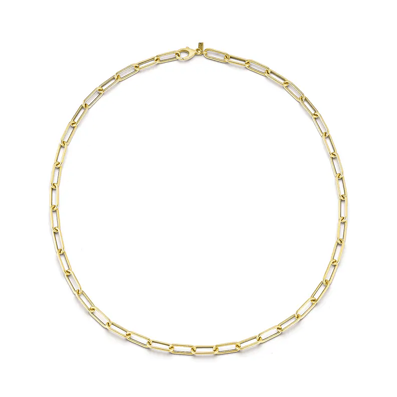 EF Collection Jumbo Lola Chain Necklace & Triple Wrap Bracelet in yellow gold on white background.