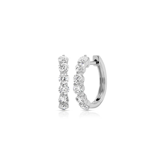EF-Collection Jumbo Prong Set Diamond Hoop Earrings in white gold on white background