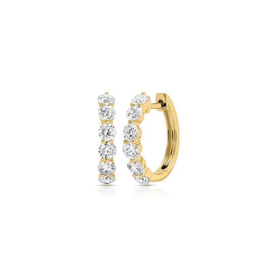 EF-Collection Jumbo Prong Set Diamond Hoop Earrings in yellow gold on white background