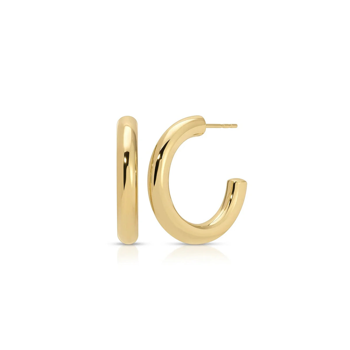 EF-Collection Jumbo Sasha Hoop Earrings in yellow gold on white background