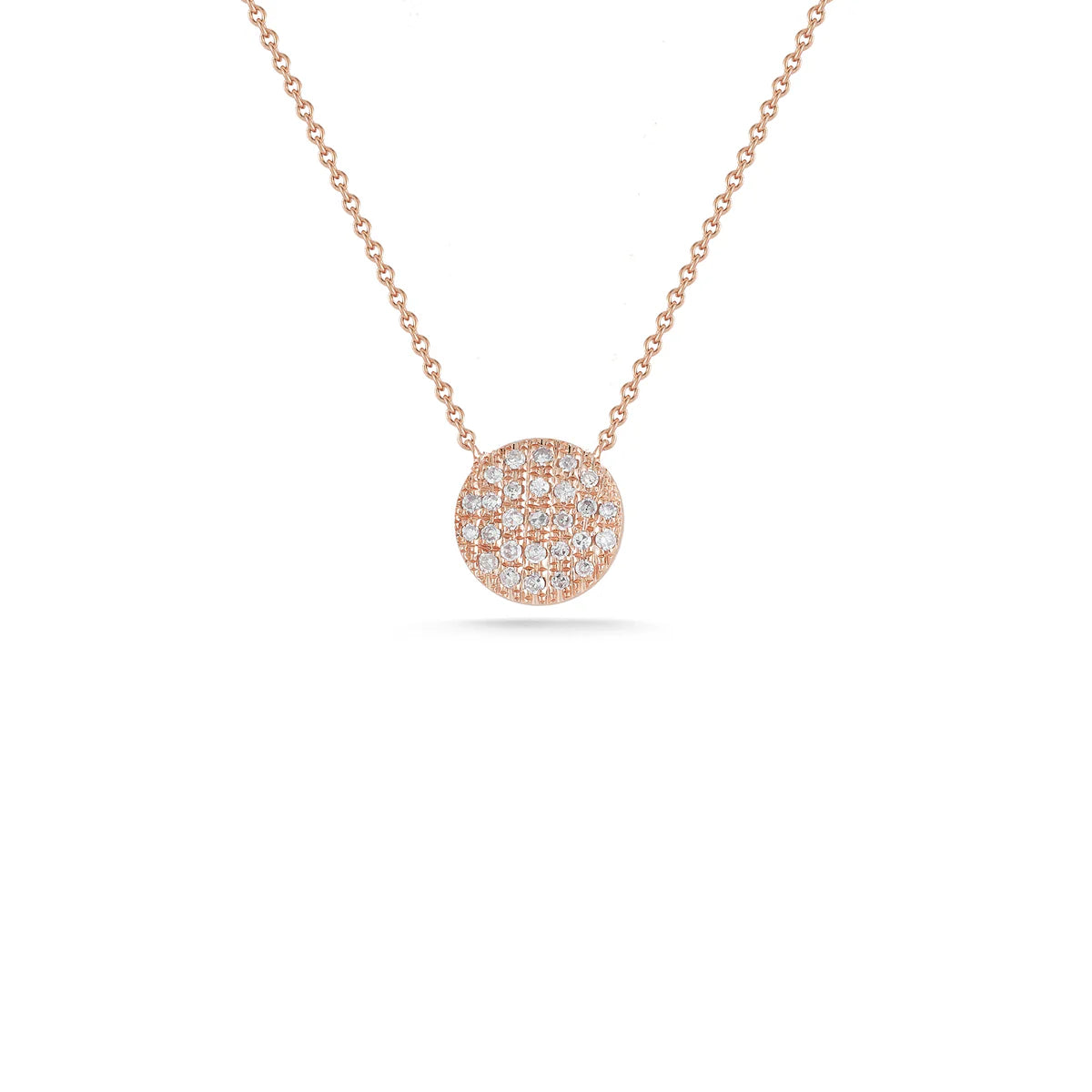 Product Shot of Dana Rebecca Designs Lauren Joy Medium Disc Necklace in Rose Gold