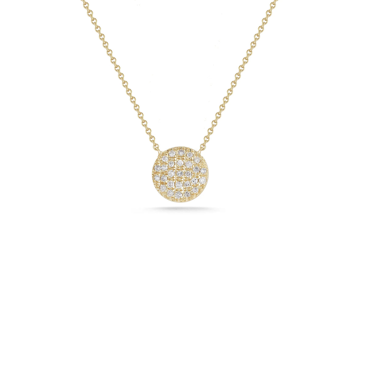 Dana Rebecca Designs Lauren Joy Medium Disc Necklace in yellow gold on white background