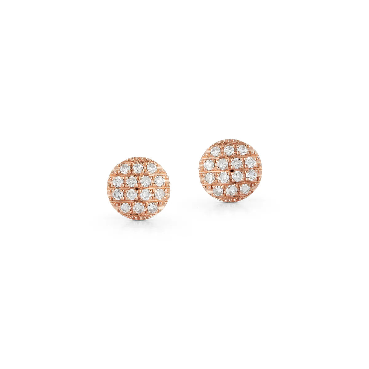 product shot of Lauren Joy Mini Disc Studs in rose Gold on white background