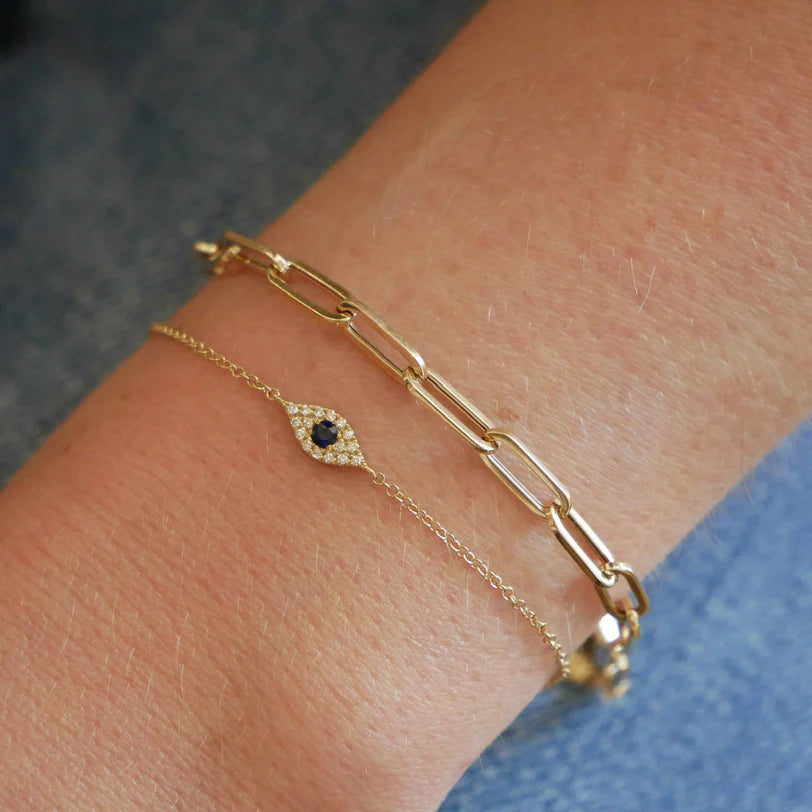 EF Collection Lola Chain Bracelet in yellow gold styled on models wrist