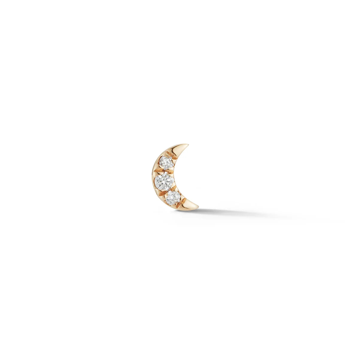 product shot of Dana Rebecca Designs mini crescent moon stud earrings in yellow gold on white background