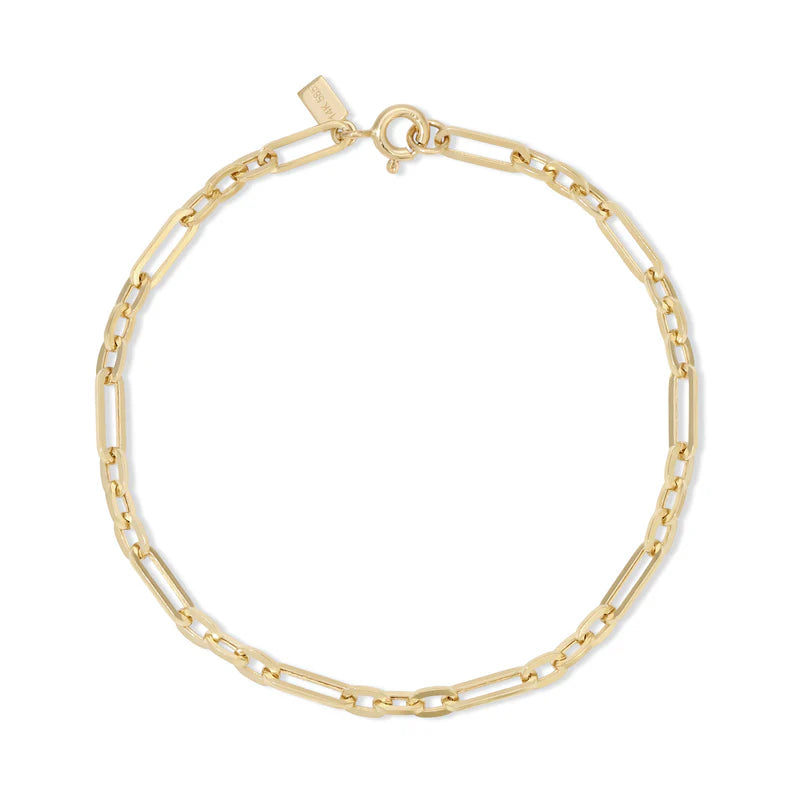 EF Collection Mini Mixed Chain Bracelet in yellow gold on white background