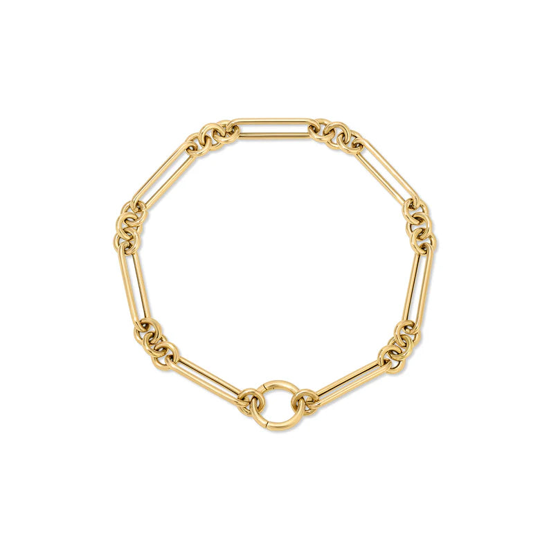 EF Collection Mixed Chain Enhanced Bracelet in yellow gold on white background