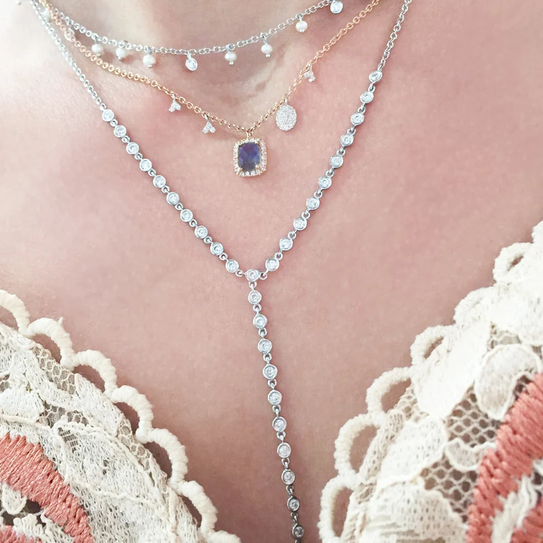 Meira T Long Bezel Diamond Lariat