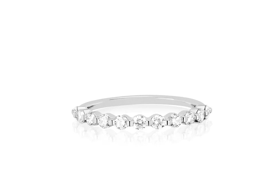 EF Collection Prong Set Diamond Ring in white gold on white background.