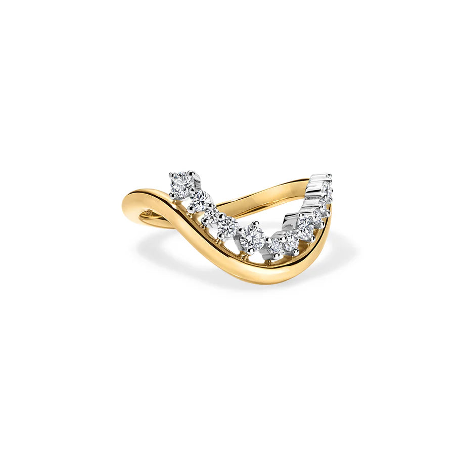 Rosario Navia Mara Curved Ring I in yellow gold on white background on other side