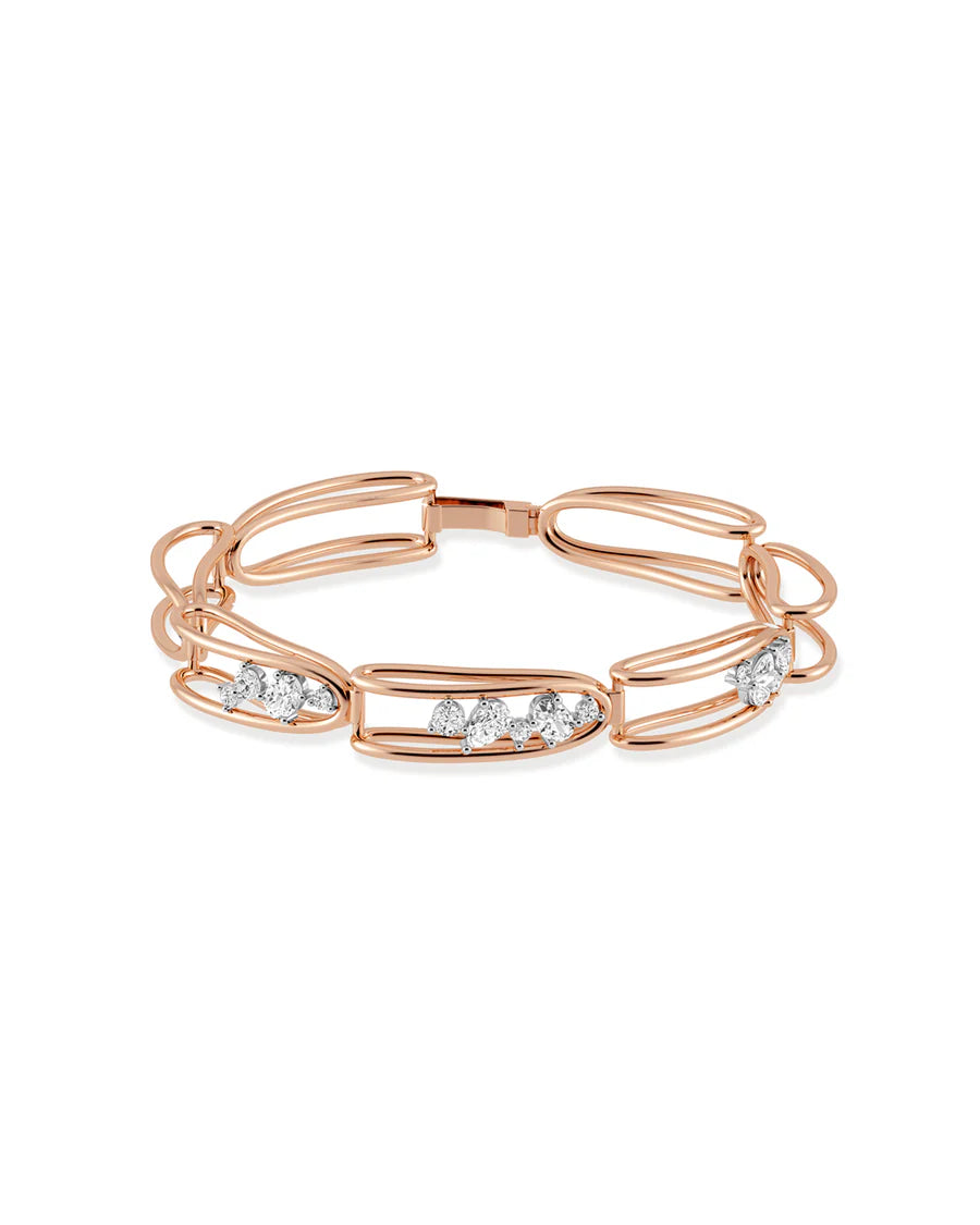 Rosario Navia Mara Folded Link Bracelet II in rose gold on white background