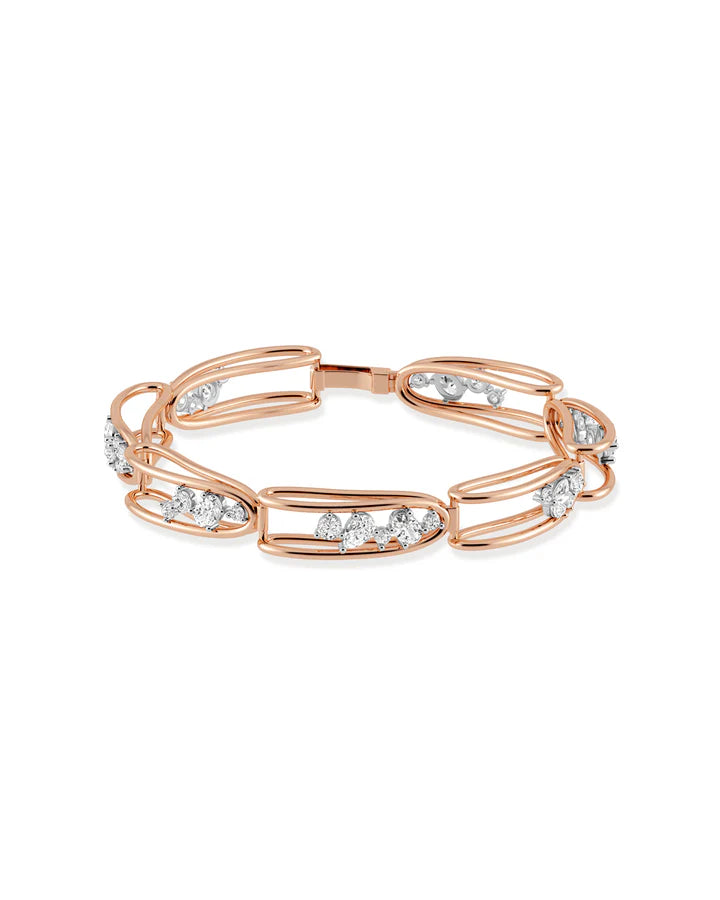 Rosario Navia Mara Folded Link Bracelet III in rose gold on white background