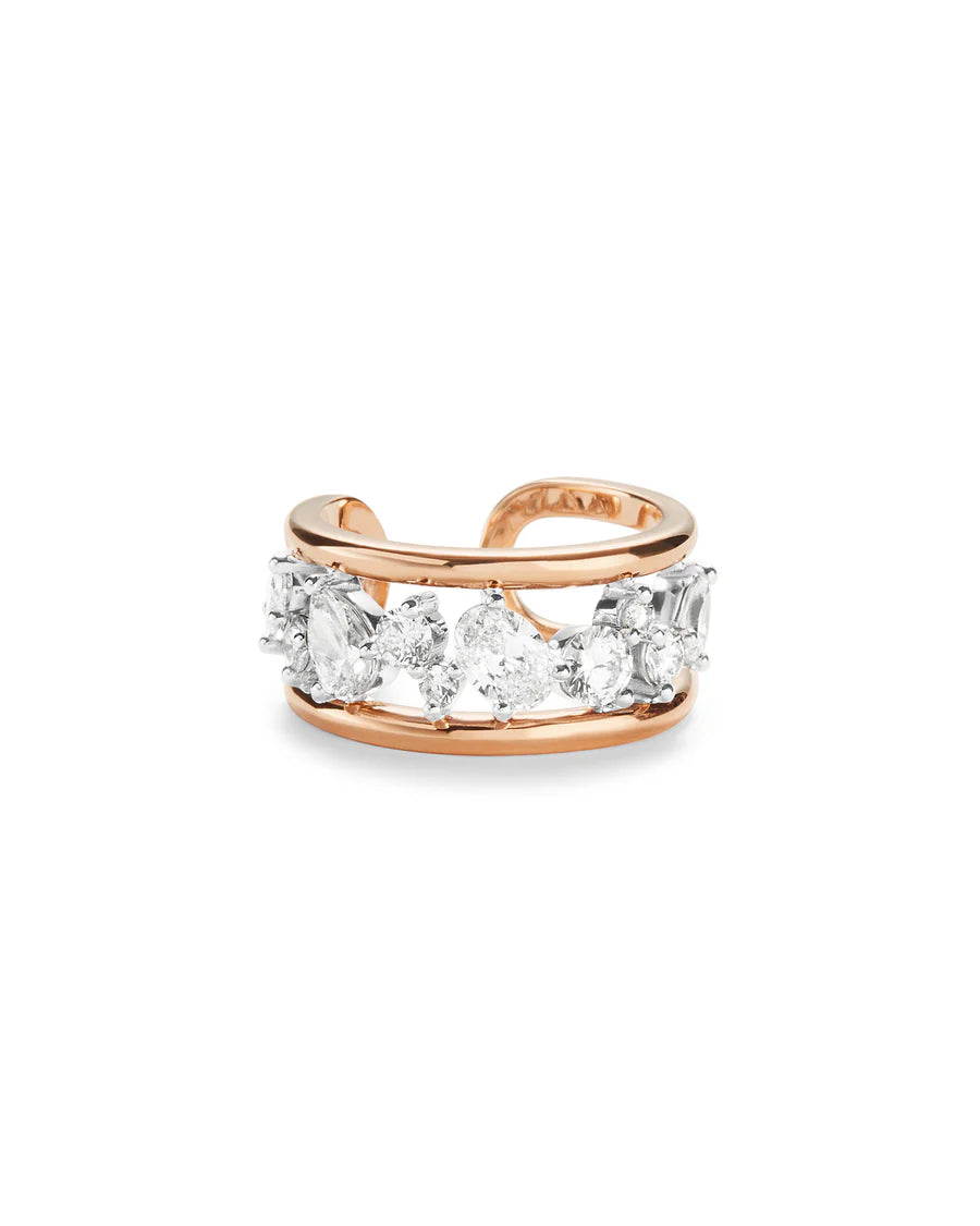 Rosario Navia Mara Large Link Ring in rose gold on white background